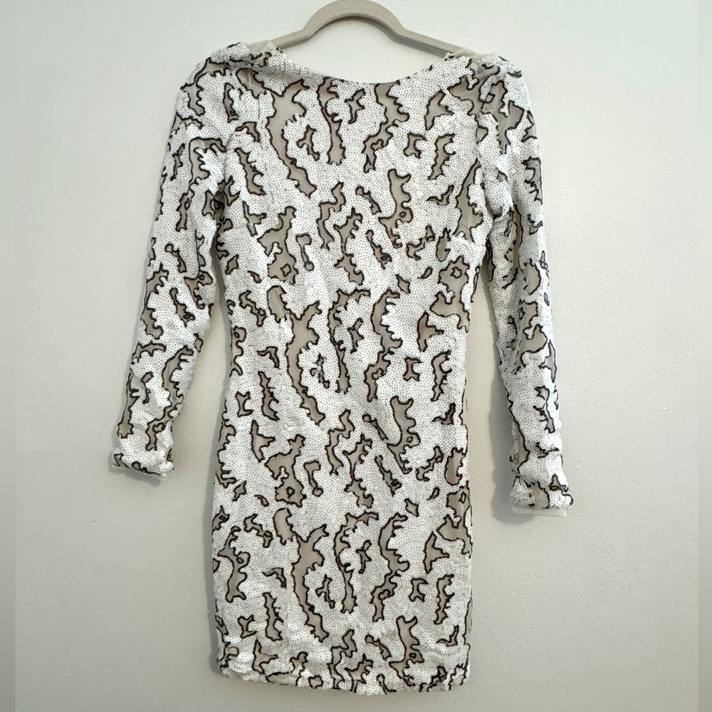 Zara Cream Long Sleeve Sheath Dress